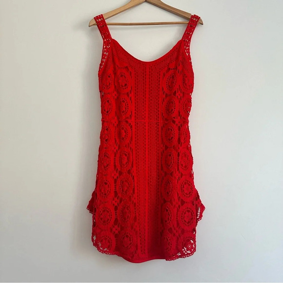 V Cristina floral crochet dress in red size: Small - Picture 1 of 3